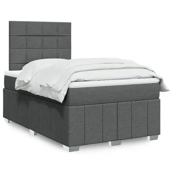 Gossi pat box spring cu saltea, gri inchis, 120x190 cm, textil