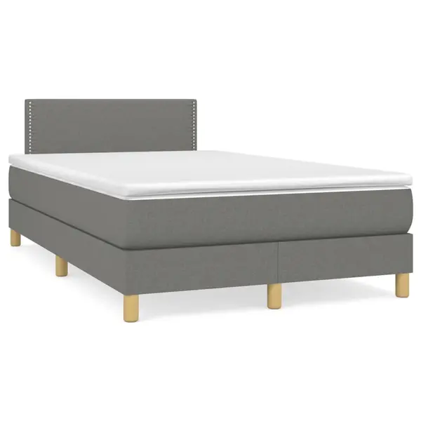 Gossi pat box spring cu saltea, gri inchis, 120x190 cm, textil