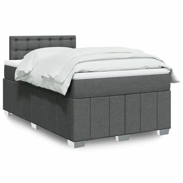 Gossi pat box spring cu saltea, gri inchis, 120x190 cm, textil