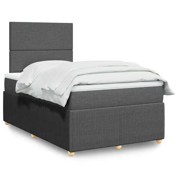 Gossi pat box spring cu saltea, gri inchis, 120x190 cm, textil