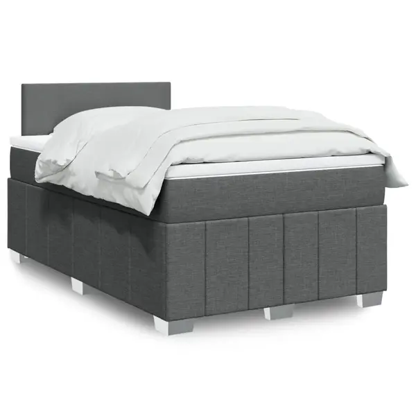 Gossi pat box spring cu saltea, gri inchis, 120x190 cm, textil