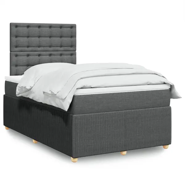 Gossi pat box spring cu saltea, gri inchis, 120x190 cm, textil