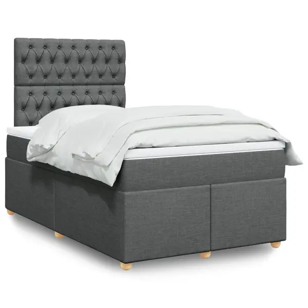 Gossi pat box spring cu saltea, gri inchis, 120x200 cm, textil