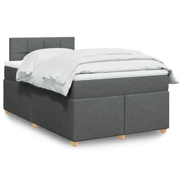 Gossi pat box spring cu saltea, gri inchis, 120x200 cm, textil