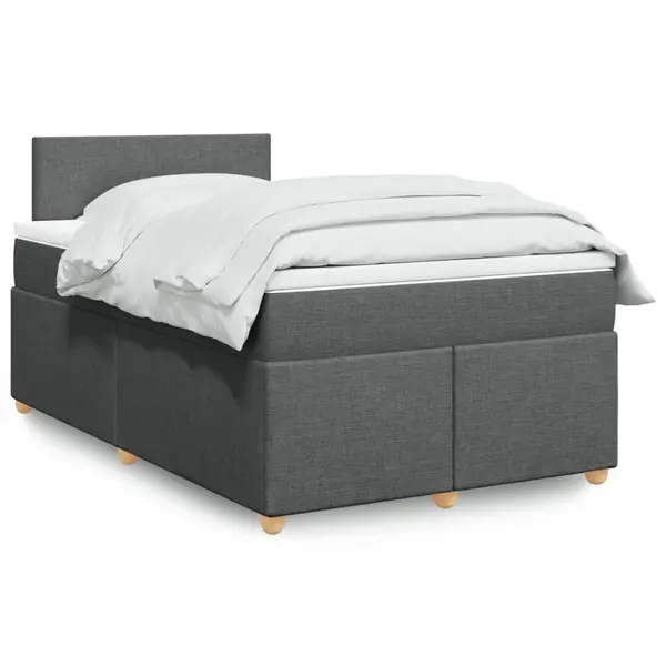 Gossi pat box spring cu saltea, gri inchis, 120x200 cm, textil