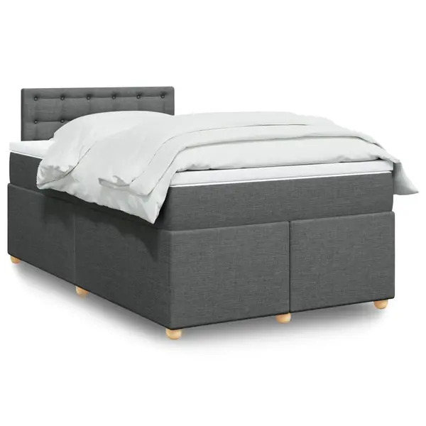 Gossi pat box spring cu saltea, gri inchis, 120x200 cm, textil