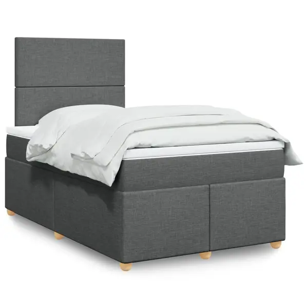 Gossi pat box spring cu saltea, gri inchis, 120x200 cm, textil