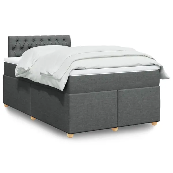 Gossi pat box spring cu saltea, gri inchis, 120x200 cm, textil