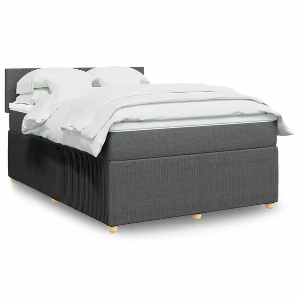 Gossi pat box spring cu saltea, gri inchis, 140x190 cm, textil