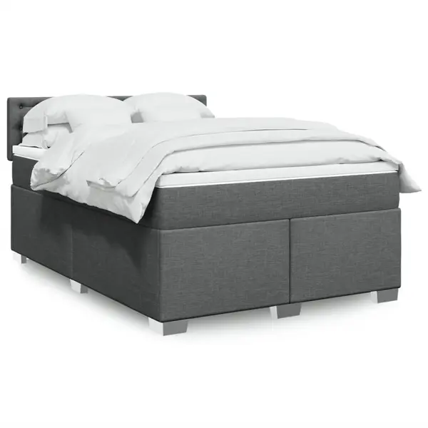 Gossi pat box spring cu saltea, gri inchis, 140x190 cm, textil