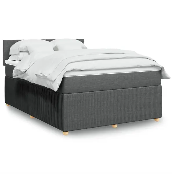 Gossi pat box spring cu saltea, gri inchis, 140x190 cm, textil