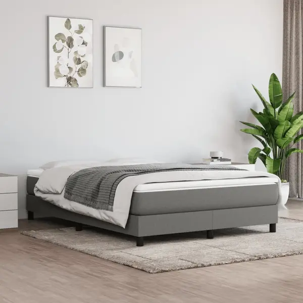 Gossi pat box spring cu saltea, gri inchis, 140x190 cm, textil