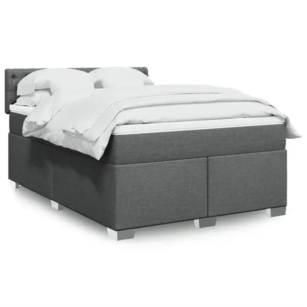 Gossi pat box spring cu saltea, gri inchis, 140x190 cm, textil