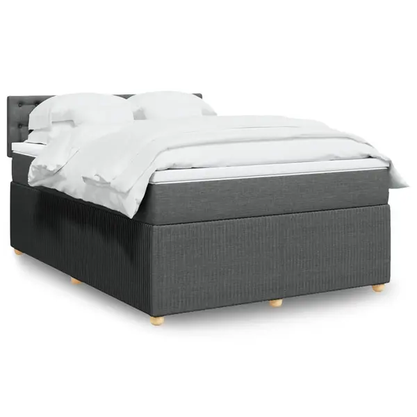 Gossi pat box spring cu saltea, gri inchis, 140x190 cm, textil