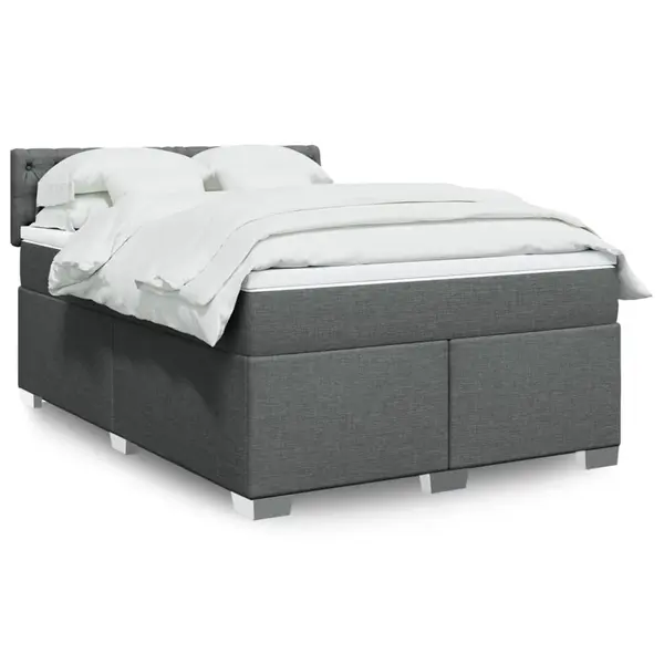 Gossi pat box spring cu saltea, gri inchis, 140x190 cm, textil