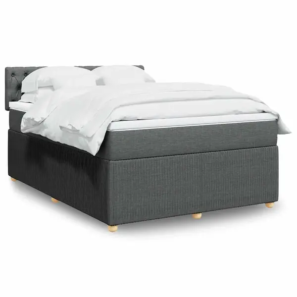 Gossi pat box spring cu saltea, gri inchis, 140x190 cm, textil