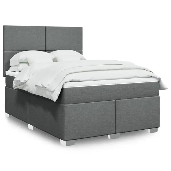 Gossi pat box spring cu saltea, gri inchis, 140x200 cm, textil