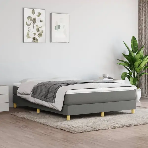 Gossi pat box spring cu saltea, gri inchis, 140x200 cm, textil