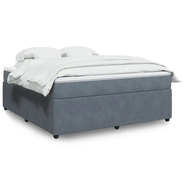 Gossi pat box spring cu saltea, gri inchis, 180x200 cm, catifea