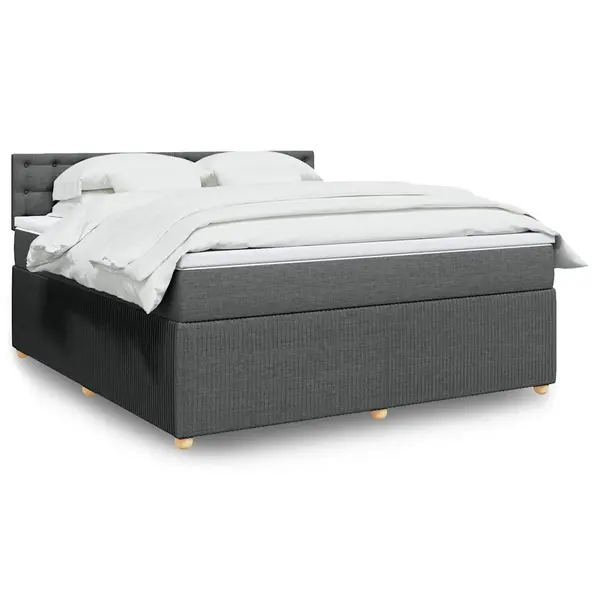 Gossi pat box spring cu saltea, gri inchis, 180x200 cm, textil