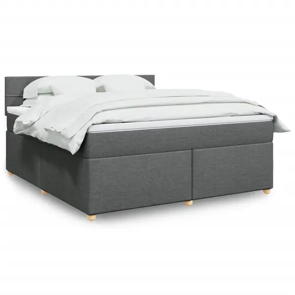 Gossi pat box spring cu saltea, gri inchis, 180x200 cm, textil