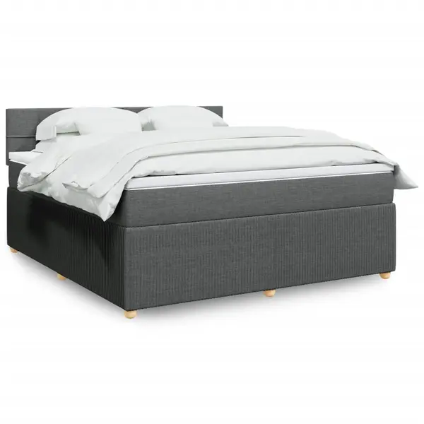 Gossi pat box spring cu saltea, gri inchis, 180x200 cm, textil
