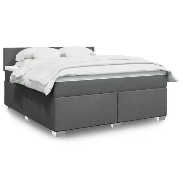 Gossi pat box spring cu saltea, gri inchis, 180x200 cm, textil