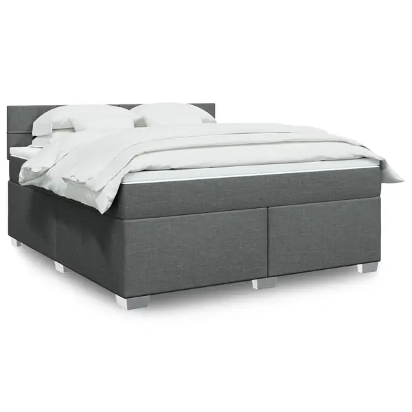 Gossi pat box spring cu saltea, gri inchis, 180x200 cm, textil