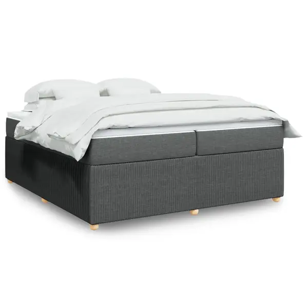 Gossi pat box spring cu saltea, gri inchis, 200x200 cm, textil