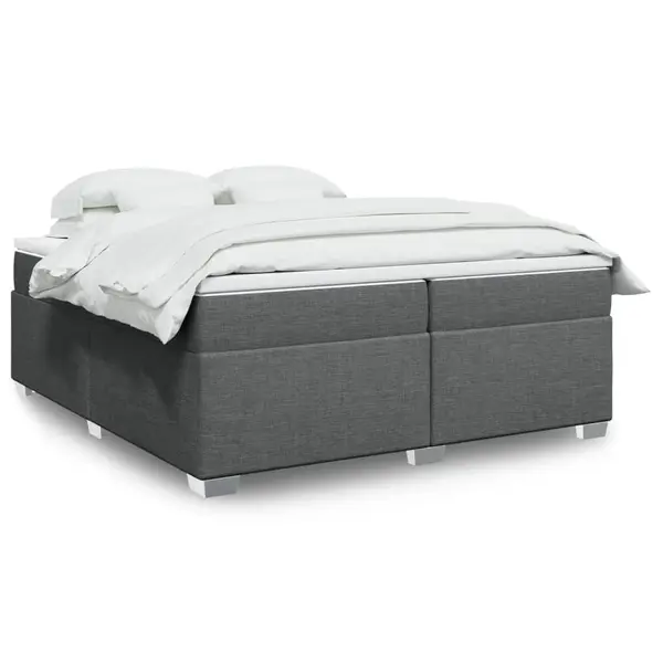 Gossi pat box spring cu saltea, gri inchis, 200x200 cm, textil