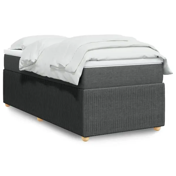 Gossi pat box spring cu saltea, gri inchis, 80x200 cm, textil
