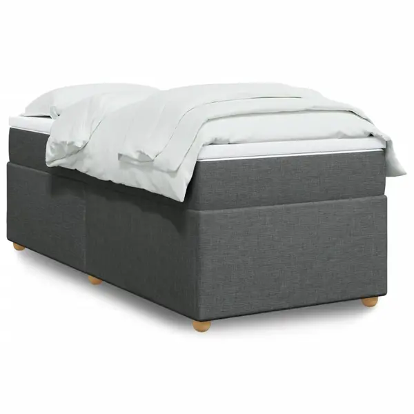 Gossi pat box spring cu saltea, gri inchis, 80x200 cm, textil
