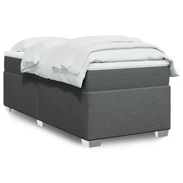 Gossi pat box spring cu saltea, gri inchis, 80x200 cm, textil