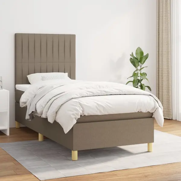Gossi pat box spring cu saltea, gri taupe, 100x200 cm, textil