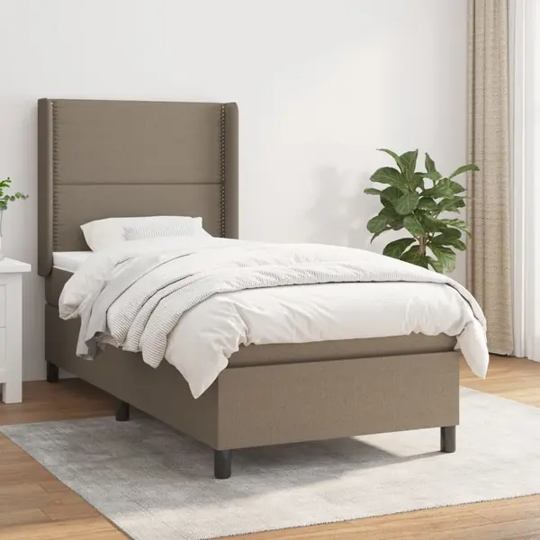 Gossi pat box spring cu saltea, gri taupe, 100x200 cm, textil