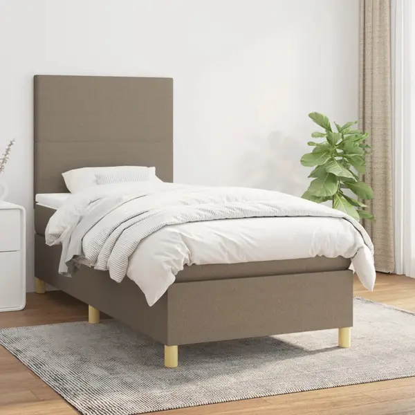 Gossi pat box spring cu saltea, gri taupe, 100x200 cm, textil