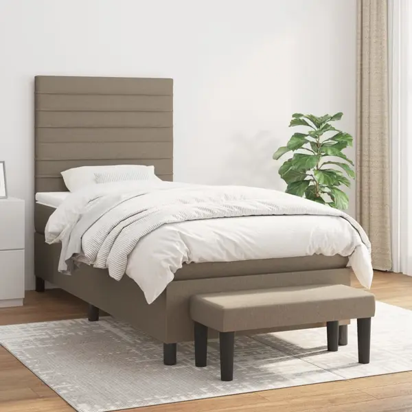 Gossi pat box spring cu saltea, gri taupe, 100x200 cm, textil