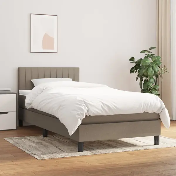 Gossi pat box spring cu saltea, gri taupe, 100x200 cm, textil