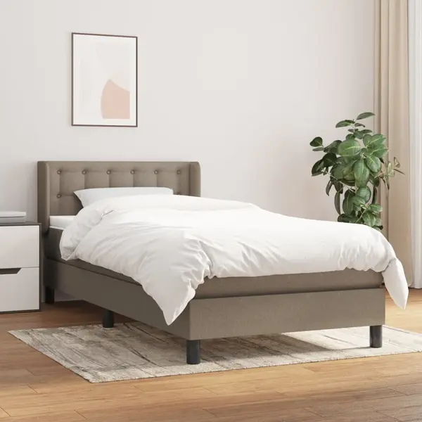 Gossi pat box spring cu saltea, gri taupe, 100x200 cm, textil