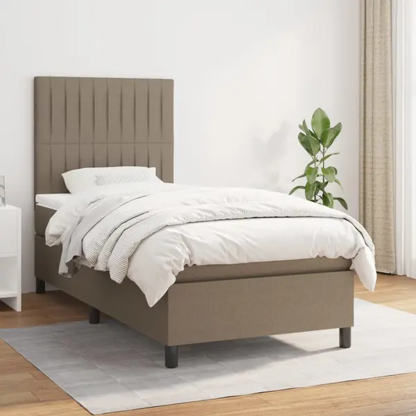 Gossi pat box spring cu saltea, gri taupe, 100x200 cm, textil