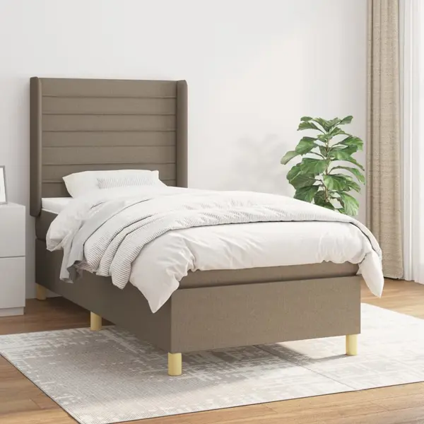Gossi pat box spring cu saltea, gri taupe, 100x200 cm, textil