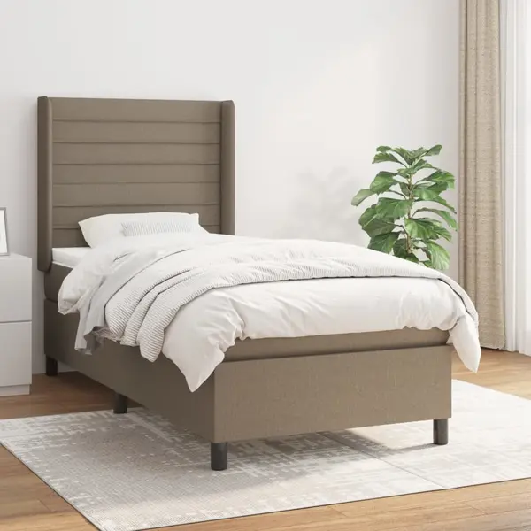 Gossi pat box spring cu saltea, gri taupe, 100x200 cm, textil