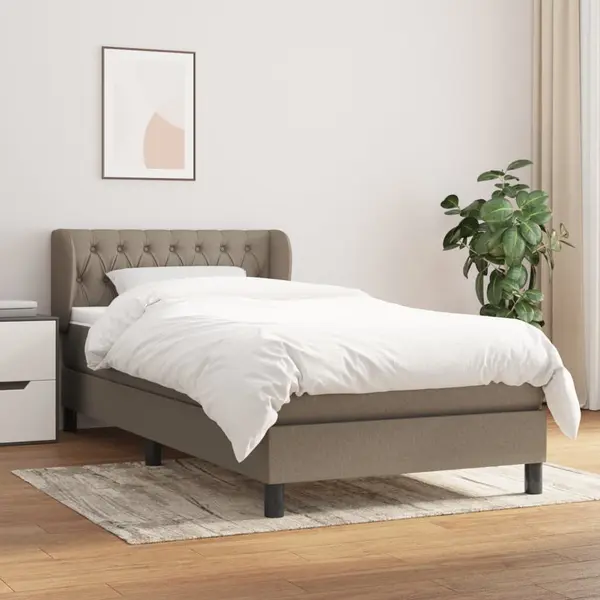 Gossi pat box spring cu saltea, gri taupe, 100x200 cm, textil