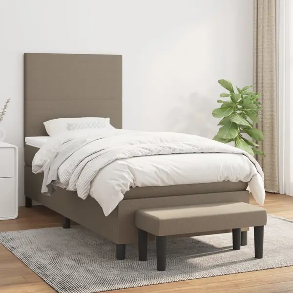 Gossi pat box spring cu saltea, gri taupe, 100x200 cm, textil