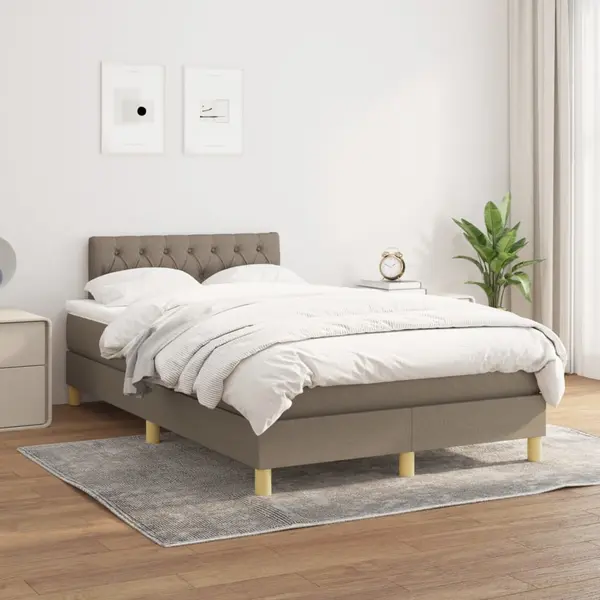 Gossi pat box spring cu saltea, gri taupe, 120x200 cm, textil