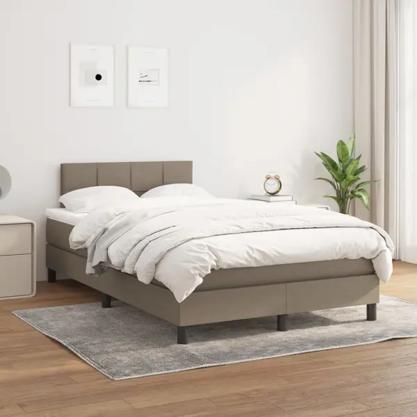 Gossi pat box spring cu saltea, gri taupe, 120x200 cm, textil