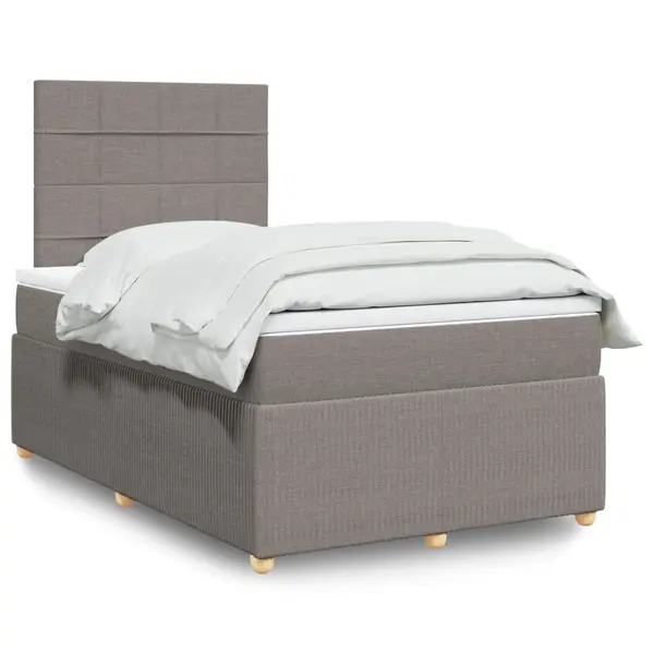 Gossi pat box spring cu saltea, gri taupe, 120x200 cm, textil