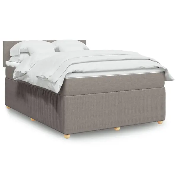 Gossi pat box spring cu saltea, gri taupe, 140x200 cm, textil