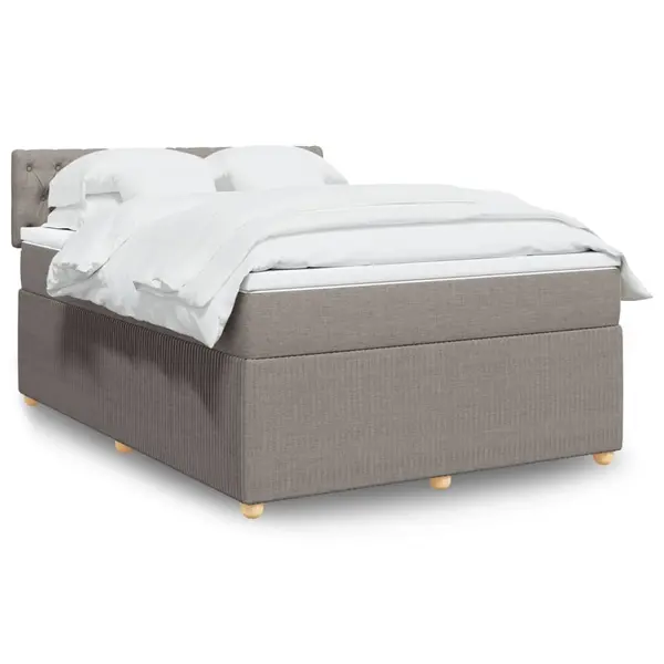 Gossi pat box spring cu saltea, gri taupe, 140x200 cm, textil