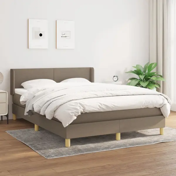 Gossi pat box spring cu saltea, gri taupe, 140x200 cm, textil
